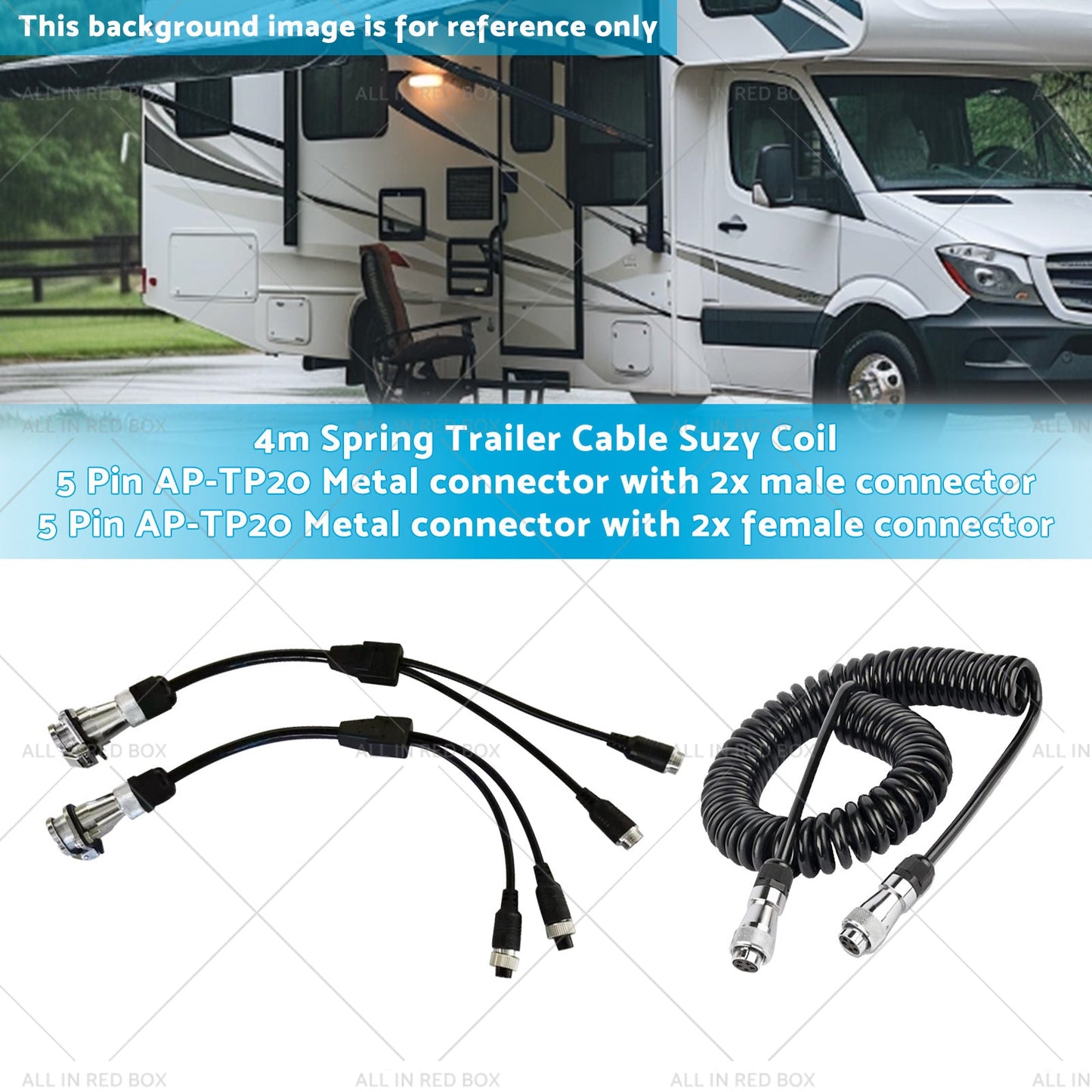 Suitable For Caravan Truck Suzy Coil 2x 5pin Connector 4m to 4pin Towing Spring-2