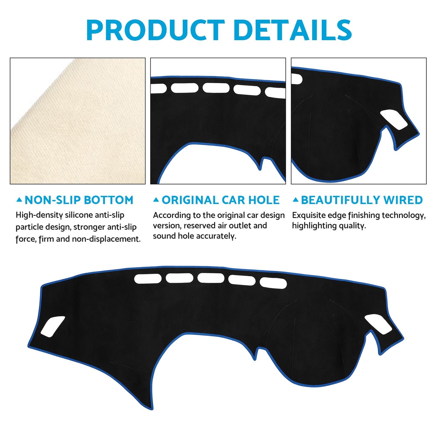 Non-Slip Dash Mat Dashboard Cover Suitable For BMW 1 Series F20 12-17 Black Blue-4