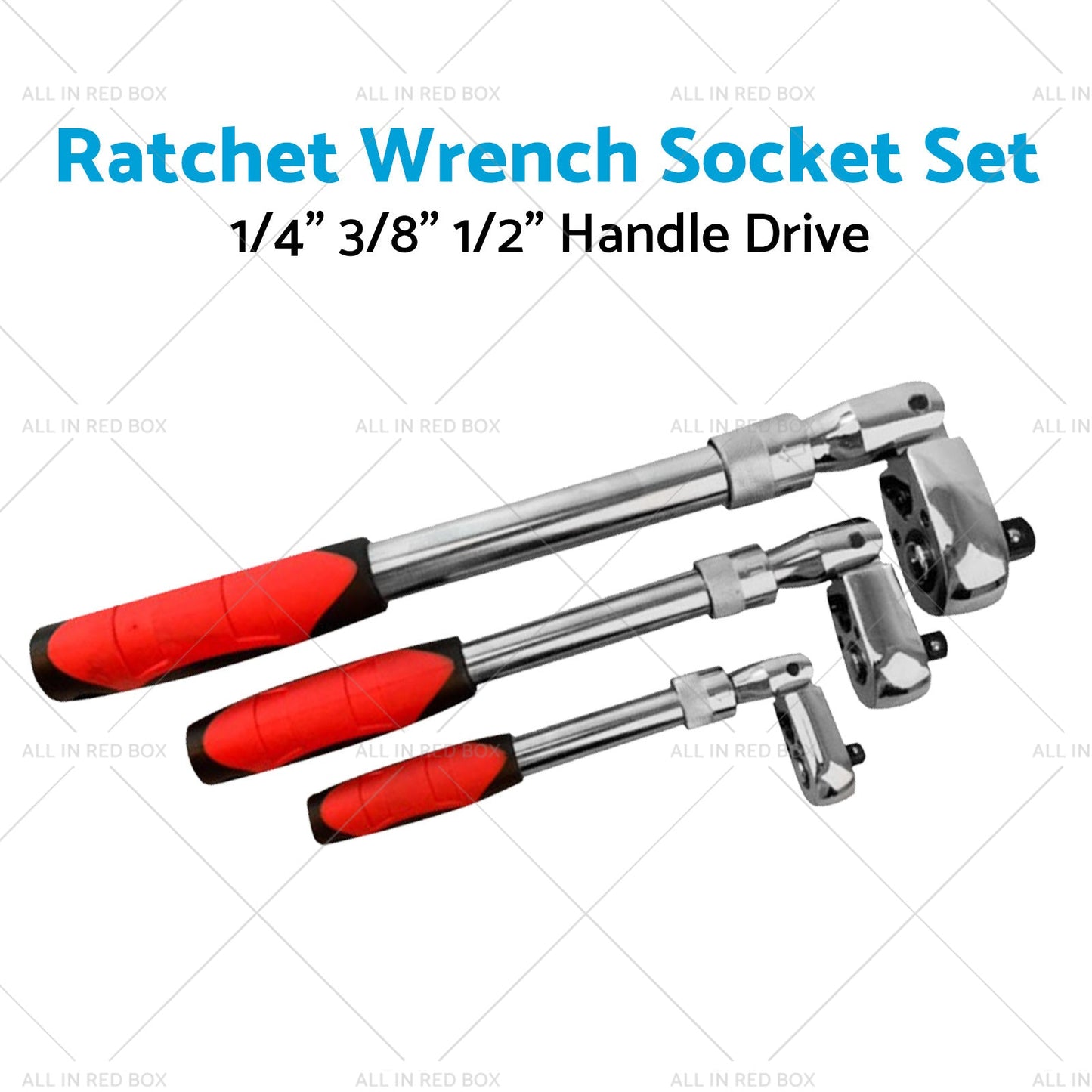 3x Ratchet Wrench Socket Set 1 4inch 3 8inch 1 2inch Handle Drive 72 Teeth Quick Release-4