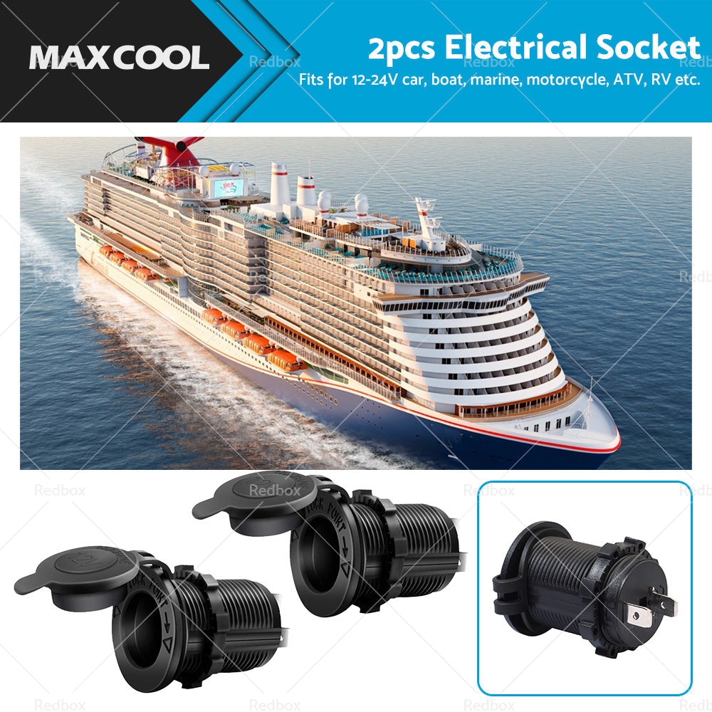 2X Waterproof 12V Car Cigarette Lighter Socket USB Charger Power Adapter Outlet-0