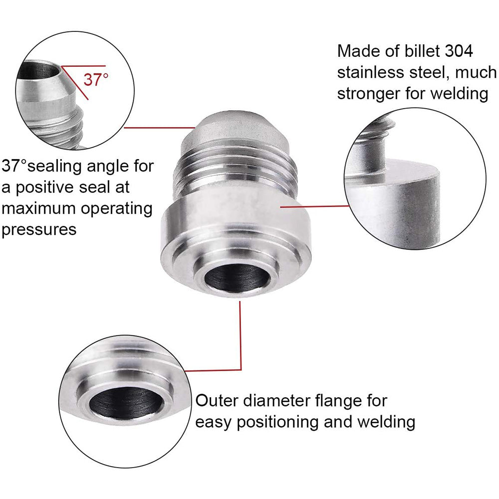 AN8 Male Aluminium Weld-On JIC Bungs x 2 Fitting -10AN JXSS032-10-A-3