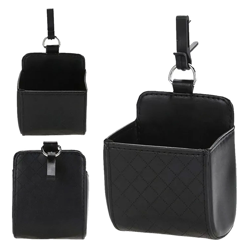 Car Organizer Bag Air Outlet Dashboard Hanging Leather Car Mobile Phone Holder-2