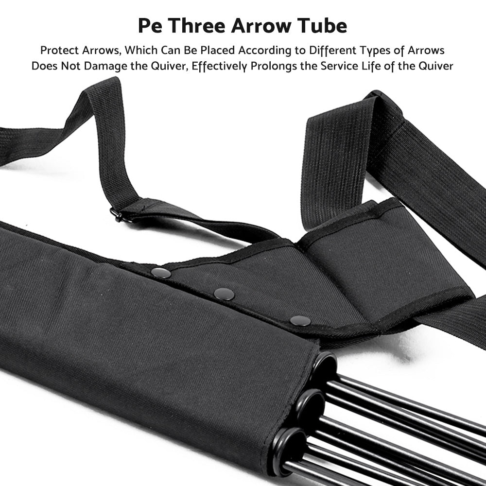Archery Arrow Quiver Holder 3 Tube Back Waist Shoulder Strap Bag Pouch Hunting-4