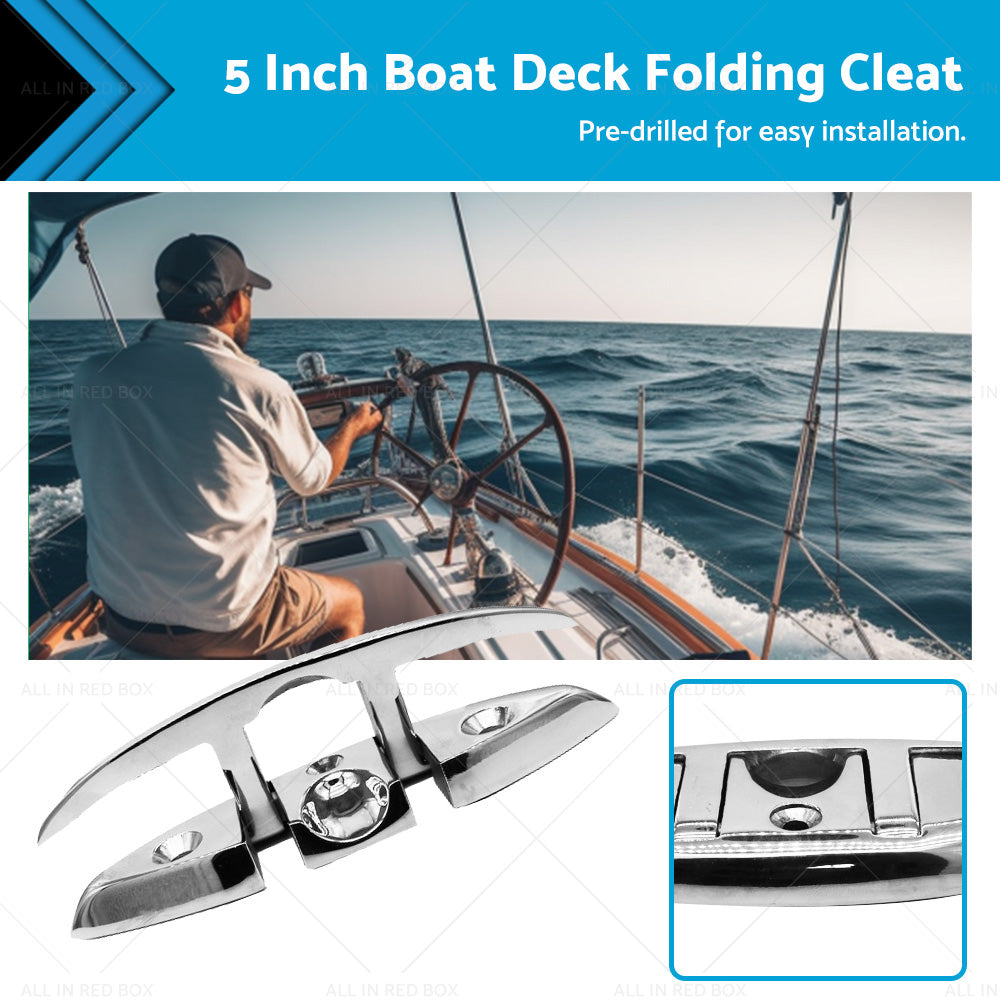 Boat Deck Foldable Cleat Portable 5 Inch Detachable Pre-drilled Cleats Part-0