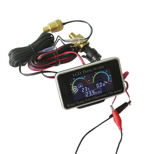 3in1 LCD Oil Pressure Gauge Monitor+Voltmeter+Water Temp Gauge 12V/24V Car Truck-1