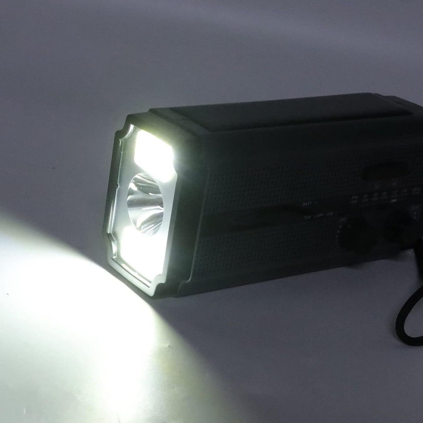 Solar Hand Crank Radio Emergency Weather 5000mAh Power Bank Flash Light Black-4