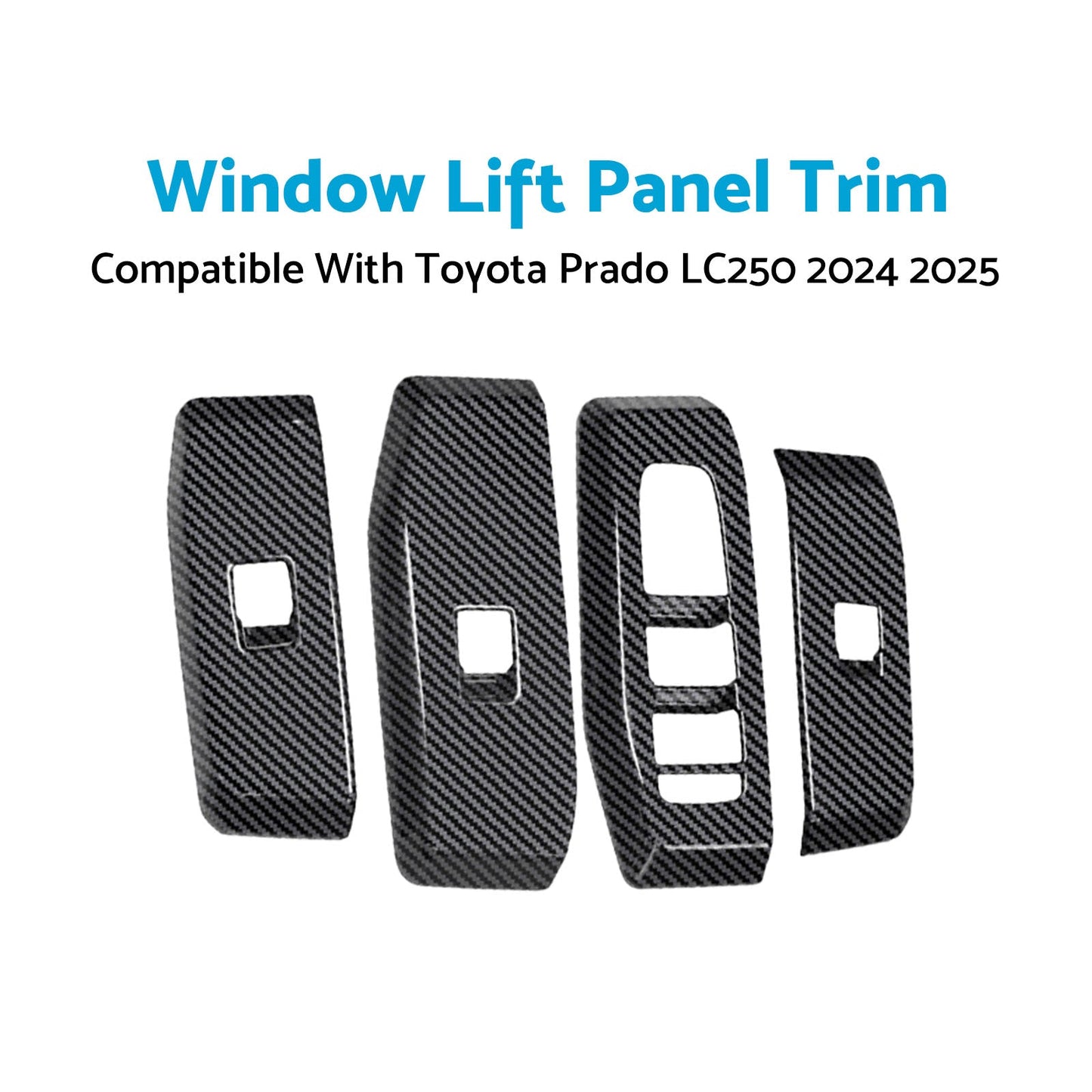 4Pcs Window Lift Panel Trim ABS Carbon Fiber Suitable For Prado LC250 2024-2025-0