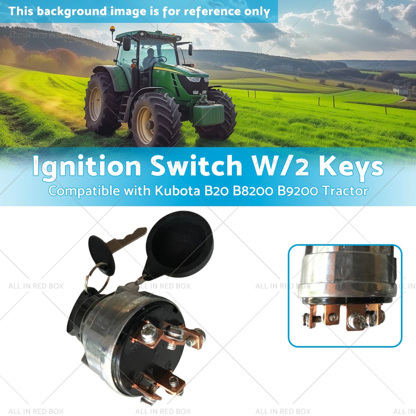 67800-55160 Ignition Switch W or 2 Keys Suitable for Kubota B20 B8200 B9200 Tractor-2