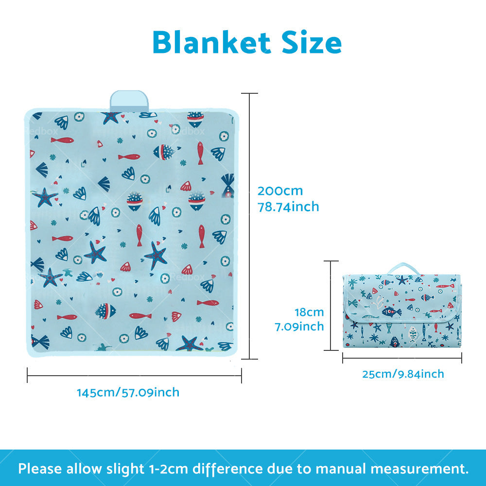 Extra Large Picnic Blanket & Basket Waterproof Portable Beach Mat Storage Box-2