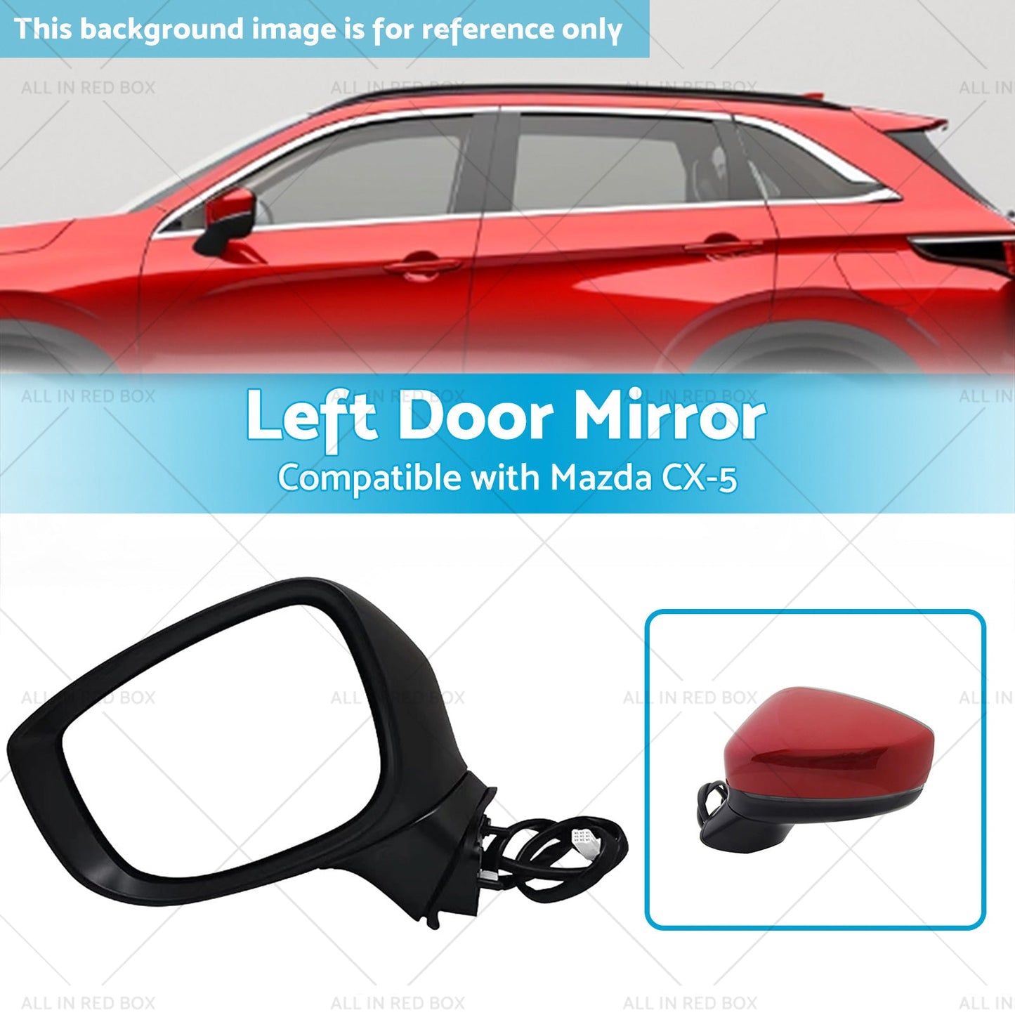 Left Door Mirror Suitable for Mazda CX-5 2017 Onward With BlindSpot Blinker Red-2