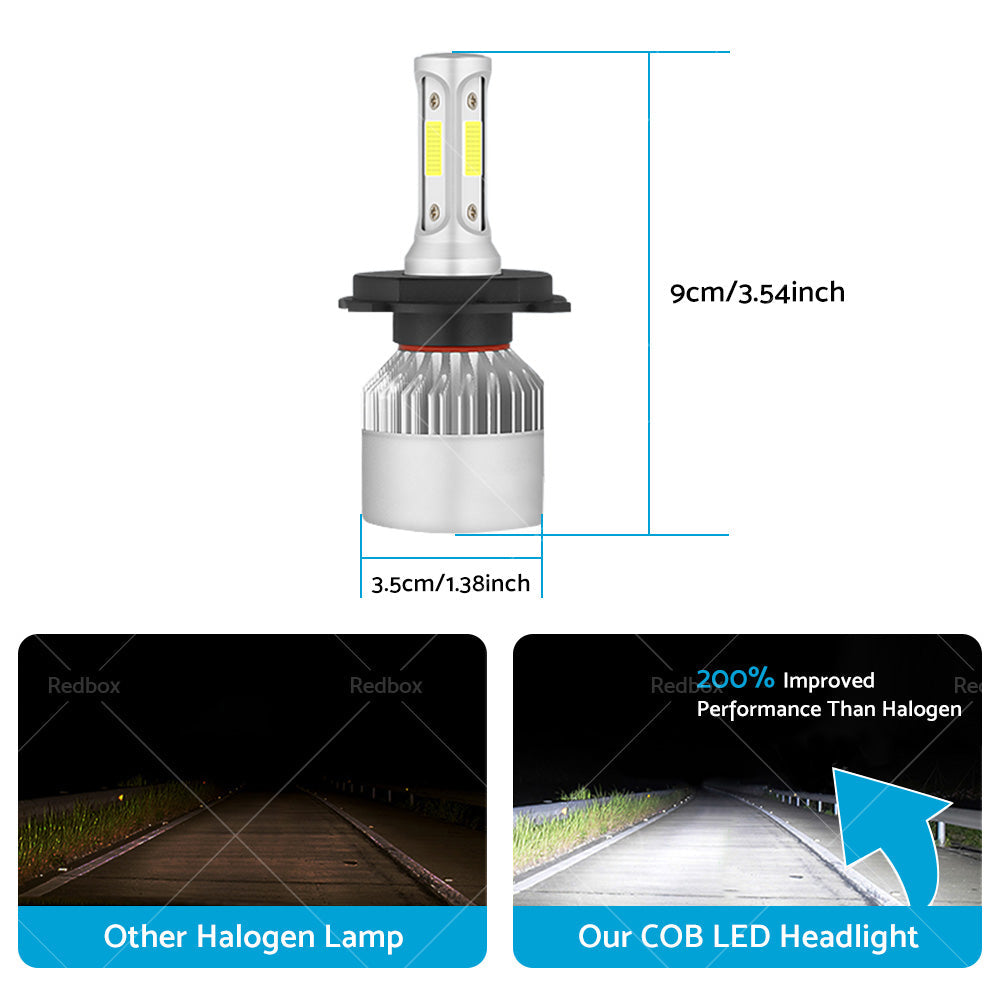 2x HB2 9003 H4 LED Headlight Globes Kit Hi or Low Beam 9000LM Brighter White-4