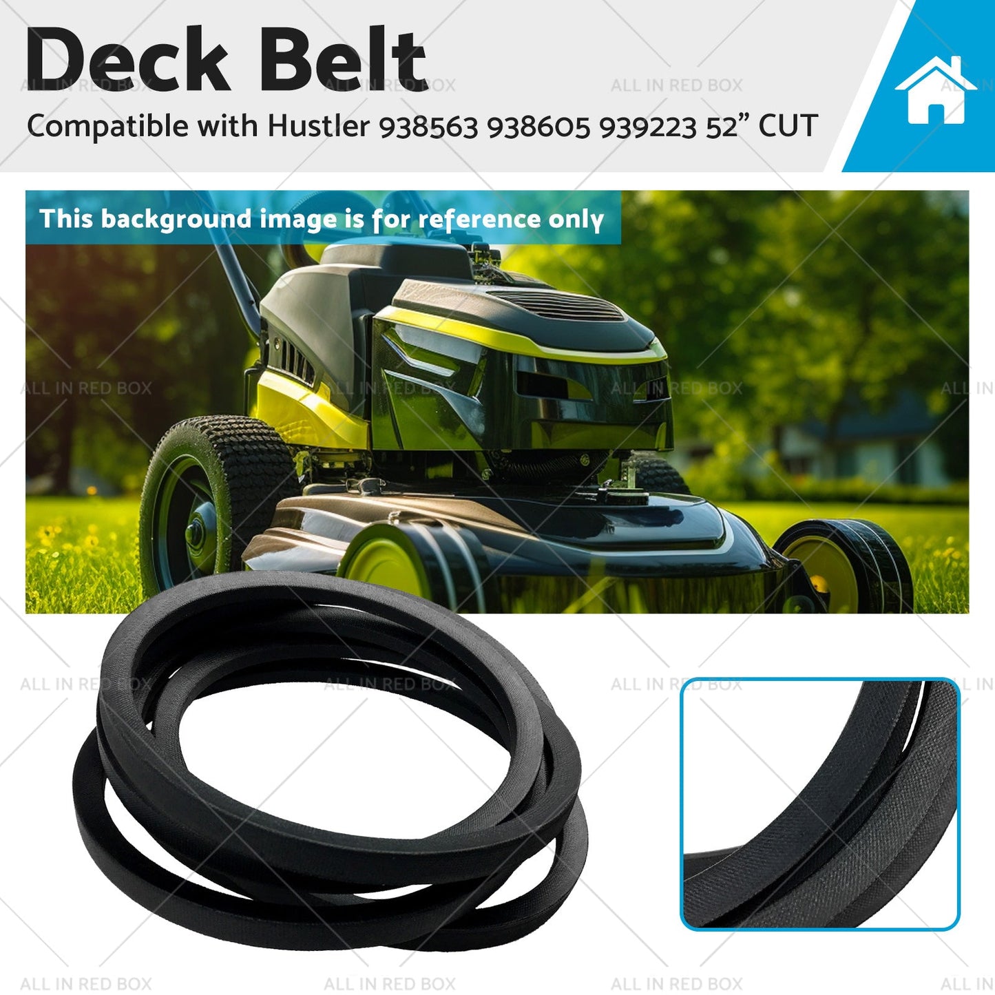 Deck Belt Suitable for Hustler 939223 938563 938605 52 inch CUT 607162 938563-0