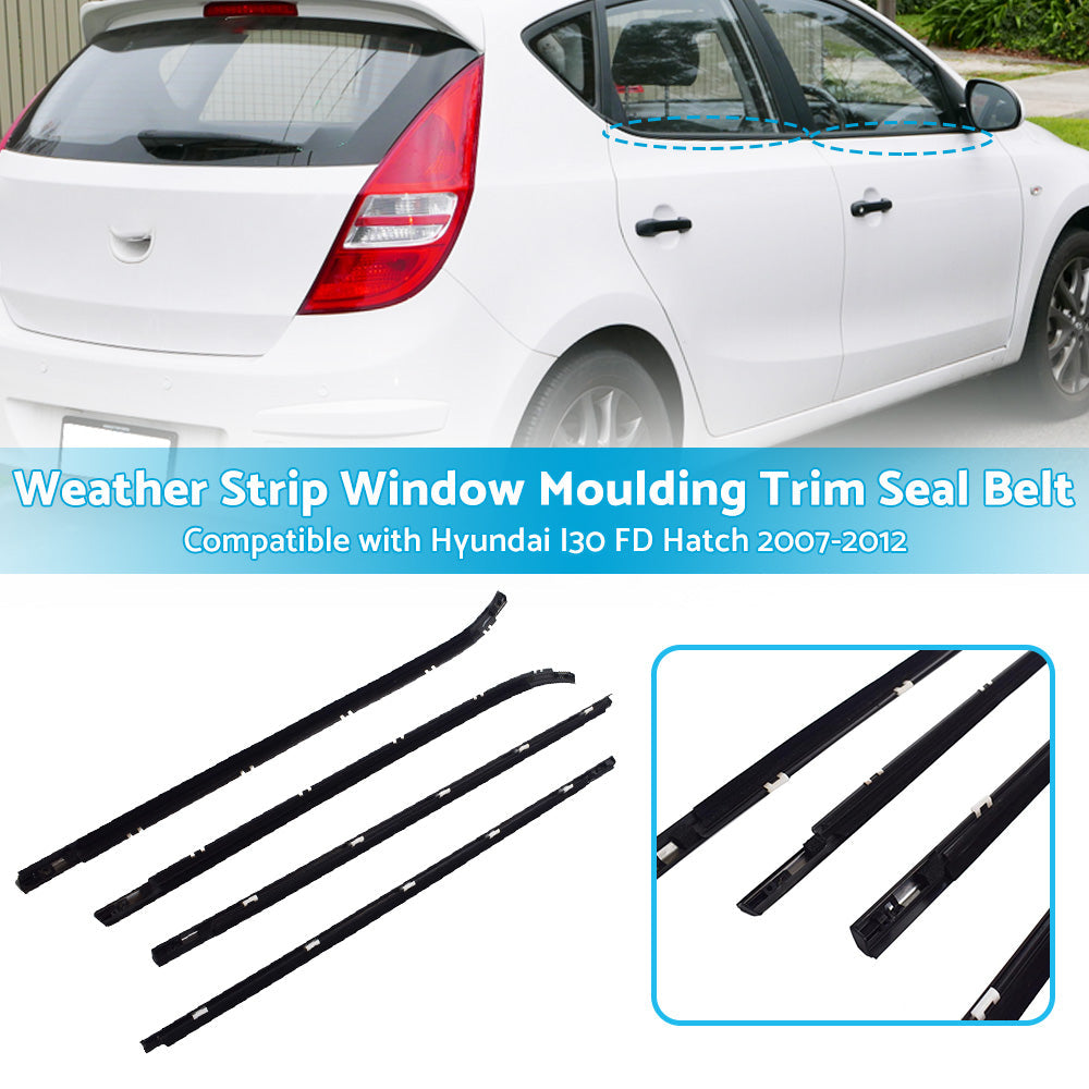 4pcs Weather Strip Window Moulding Trim Seal Belt for Hyundai I30 FD Hatch 07-12-4
