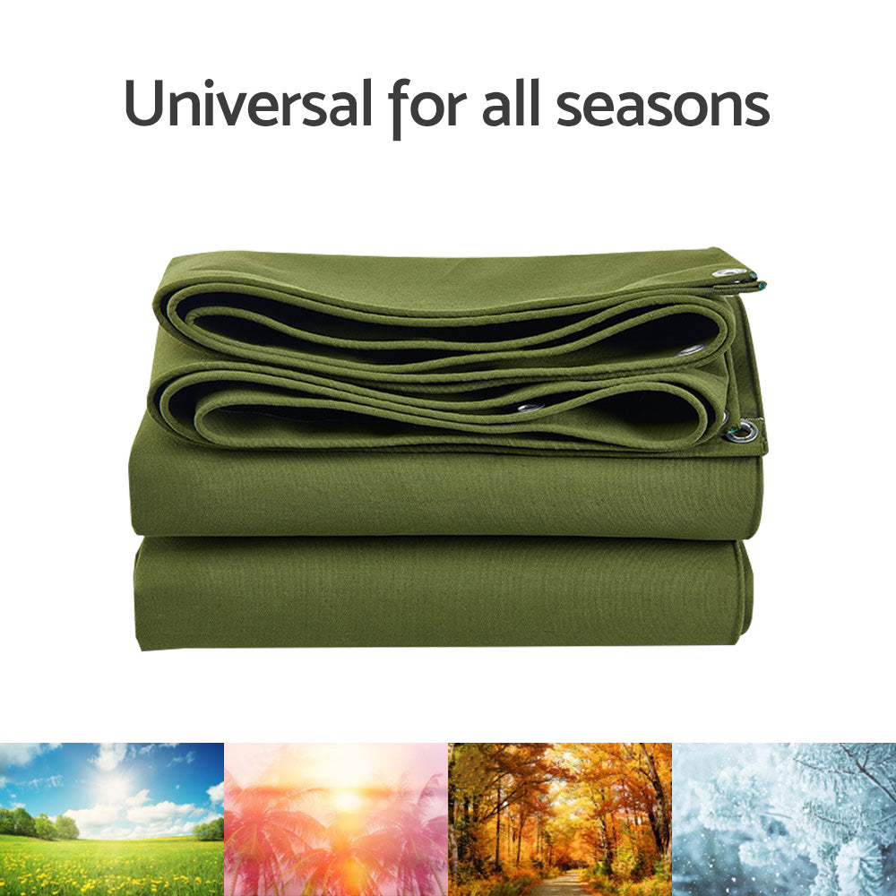 3 Sizes Army Heavy Duty Waterproof Canvas Tarp Tarpaulin Sun Blocked Dustproof-4