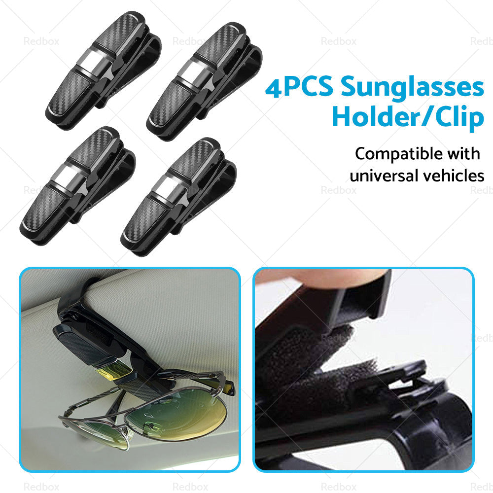 4PCS Luxury Car Sunglasses Holder Car Visor Sunglasses Clip Sun Ticket Card Hold-4