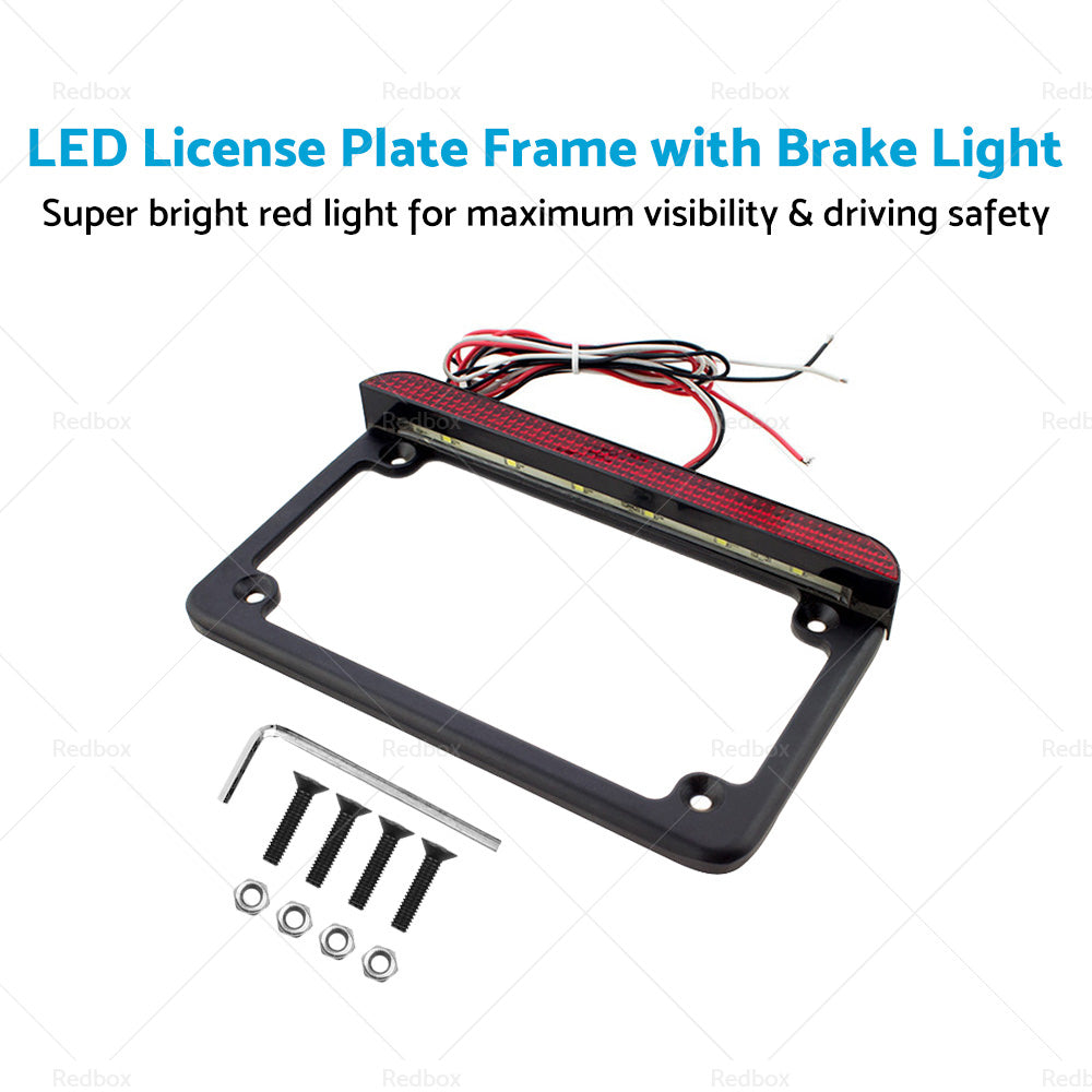 Motorcycle License Plate Frame Bracket w LED Brake Light Suitable For Harley-1