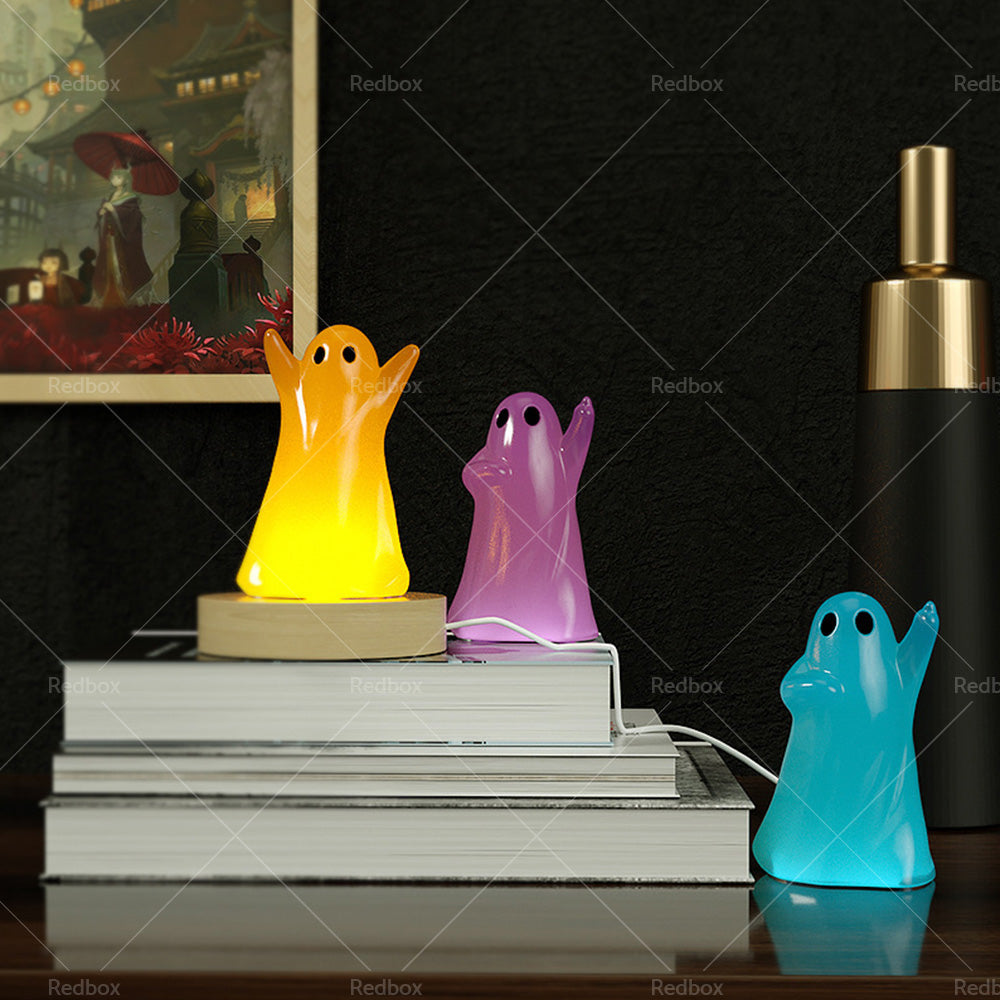Ghost Mold Halloween Ghost Silicone Wooden Lighted Base DIY Resin Epoxy Casting-2