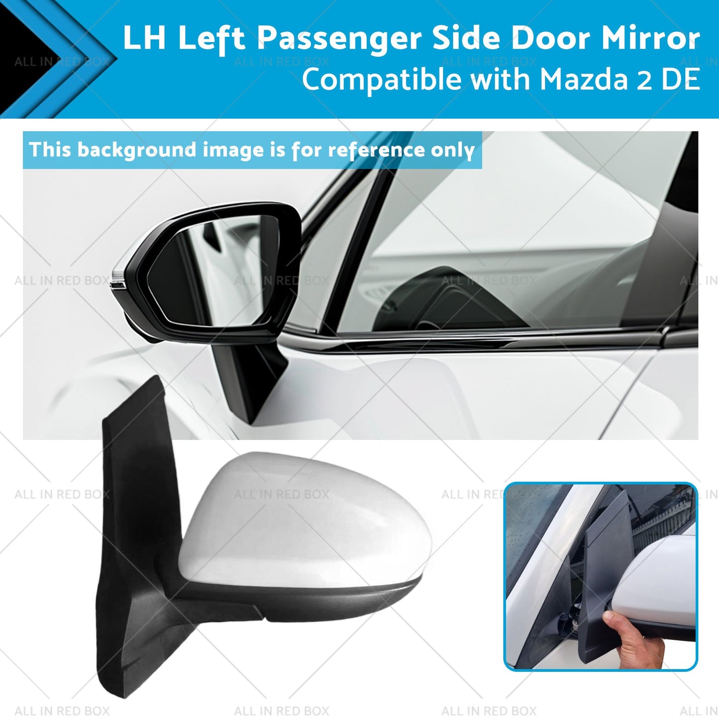 LH Left Passenger Side Door Mirror Suitable for 3 Wires Mazda 2 DE 06 or 07-14-0