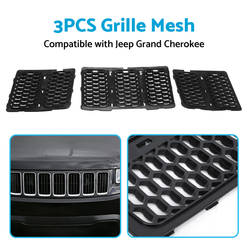 3x ABS Front Grille Mesh Insert Kit Suitable For Jeep Grand Cherokee 2014-2016-4