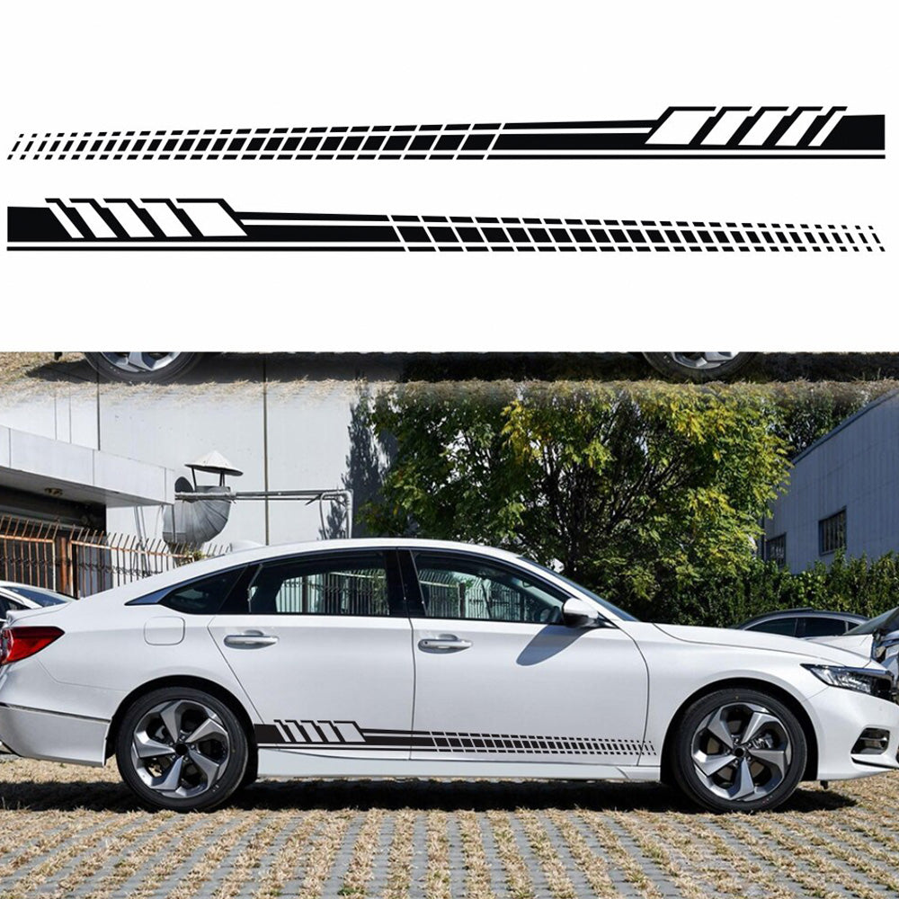 2x Car Body Stickers Long Stripe Side Skirt Decoration Decals Set-4