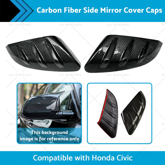 2x Carbon Fiber Side Mirror Cover Caps Suitable for 16-21 Honda Civic-1