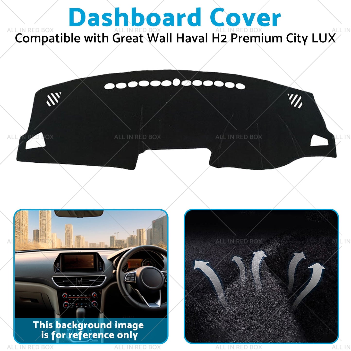 Black Non-Slip Dash Mat Suitable For Haval H2 Premium City LUX 2015-2020 2WD-4