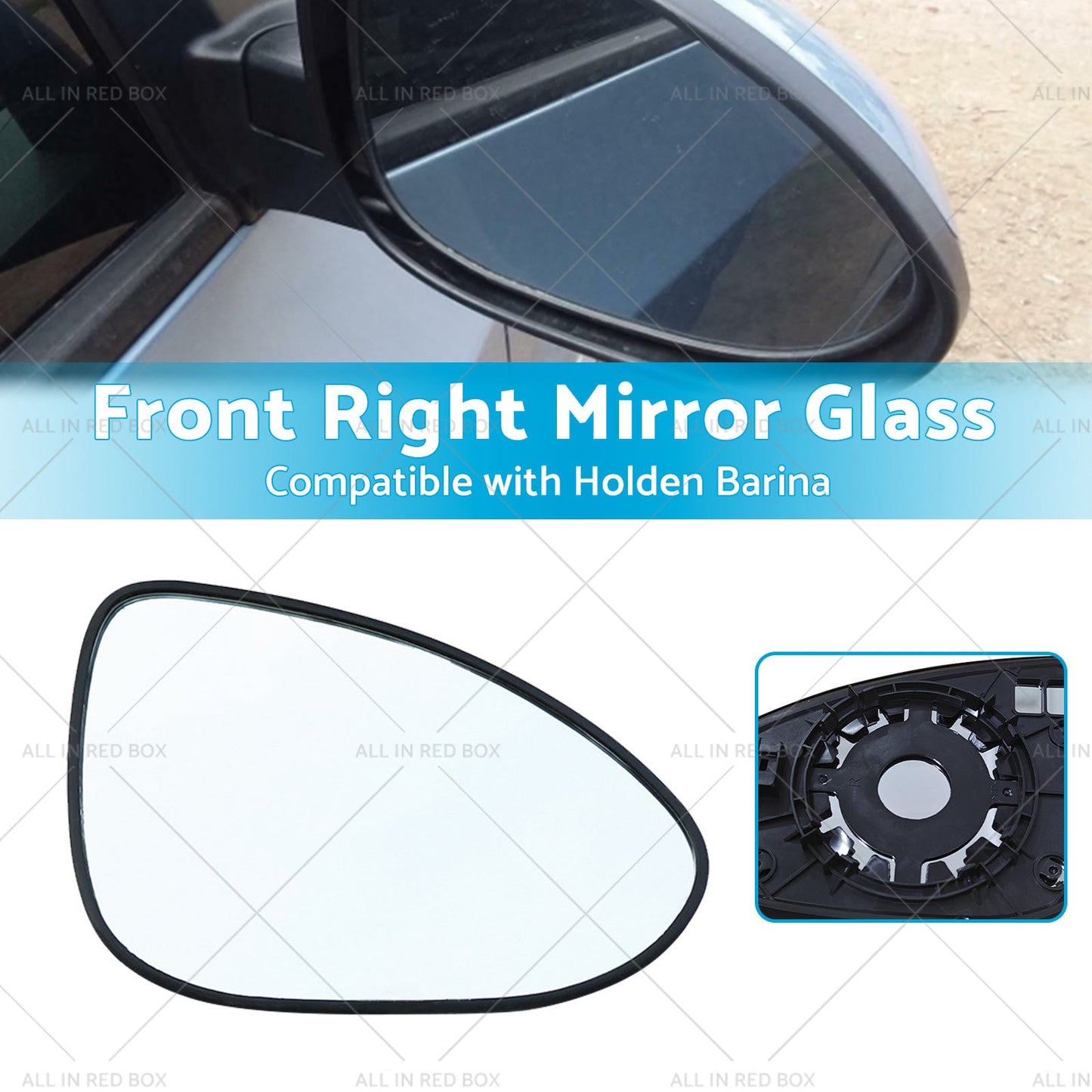 Suitable for Holden Barina 2011-ON Right Mirror Glass With Back Plate NO HEATED-2