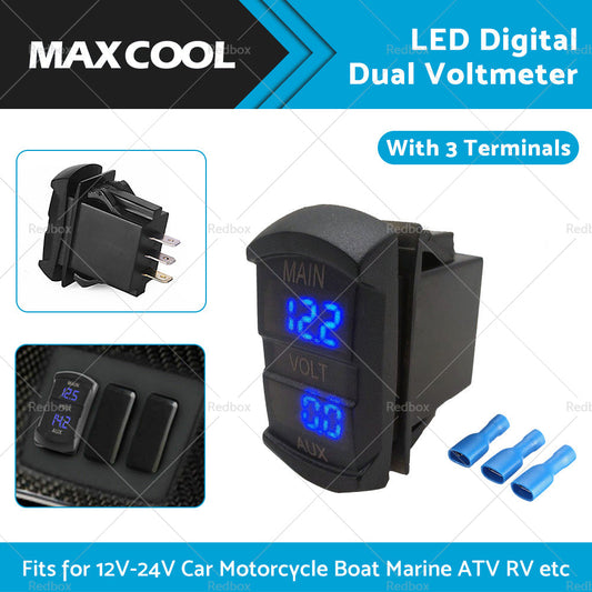 12V-24V Dual Voltmeter Battery Monitor LED Digital Car Boat Voltage Marine Gauge-1