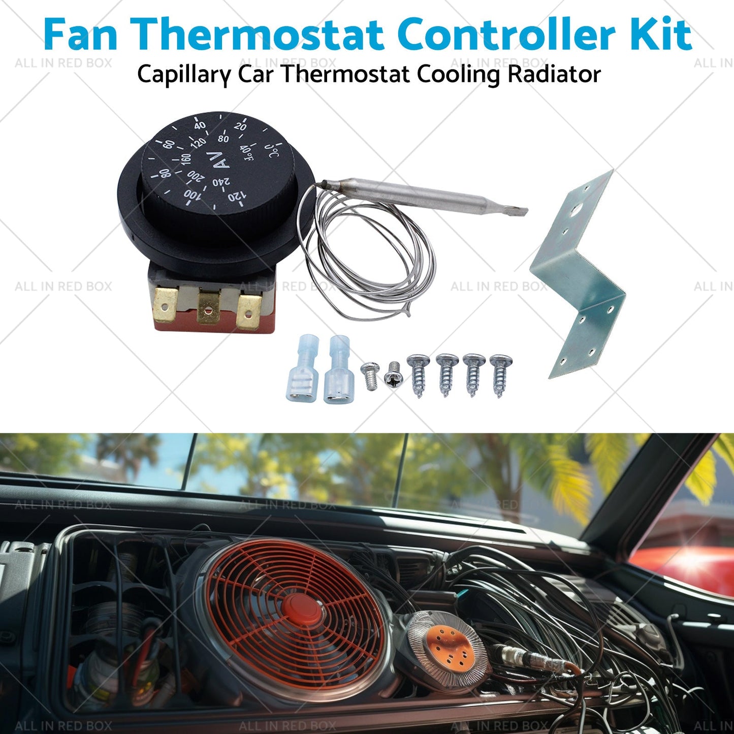 12V Adjustable Fan Thermostat Kit Thermostat Controller Kit 0-120 Celsius-4