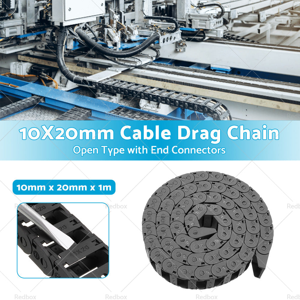 10mmX20mm 1Meter Drag Chain Cable Carrier Open Type with End Connectors Plastic-2