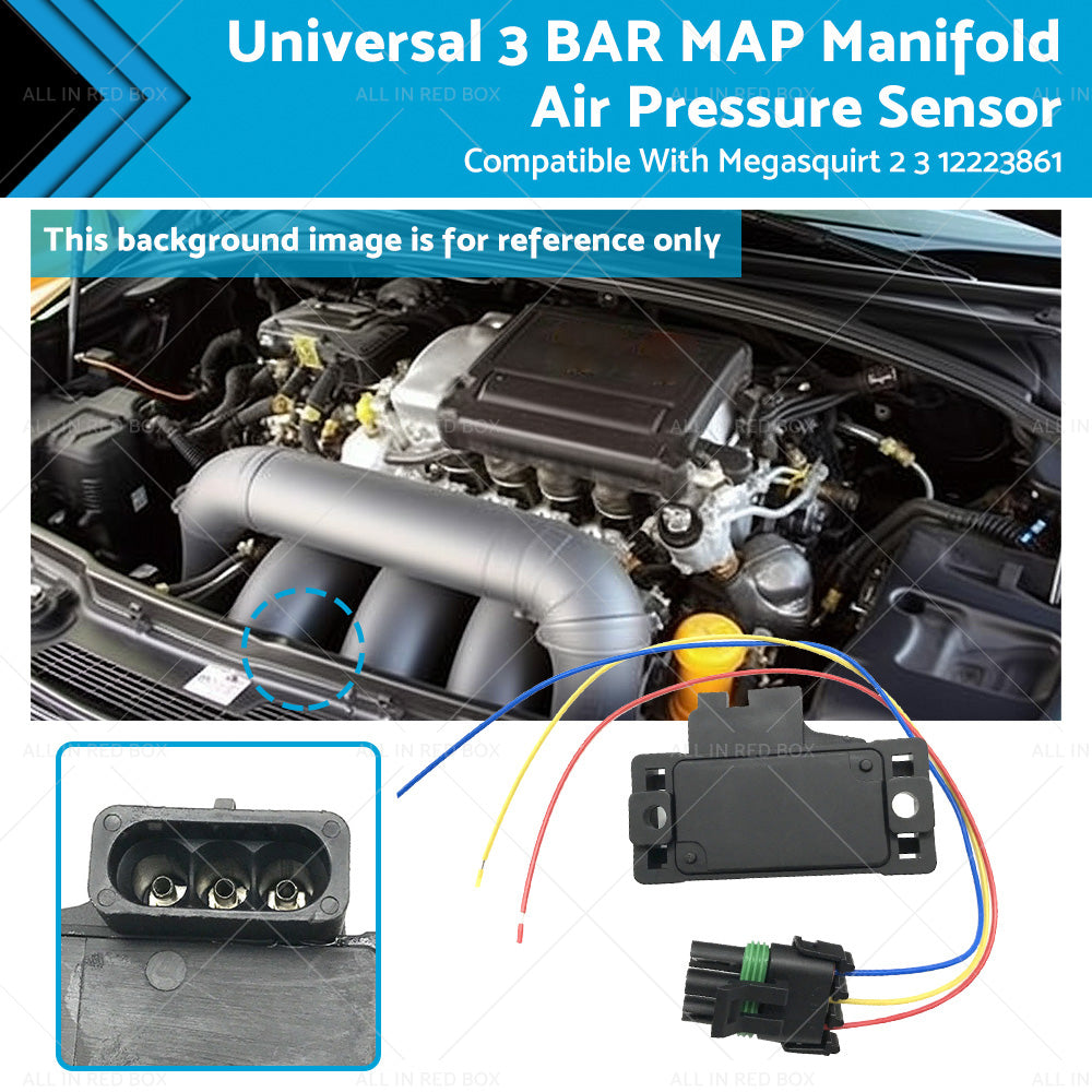 Universal 3BAR MAP Manifold Air Pressure Sensor Suitable For Megasquirt 12223861-0