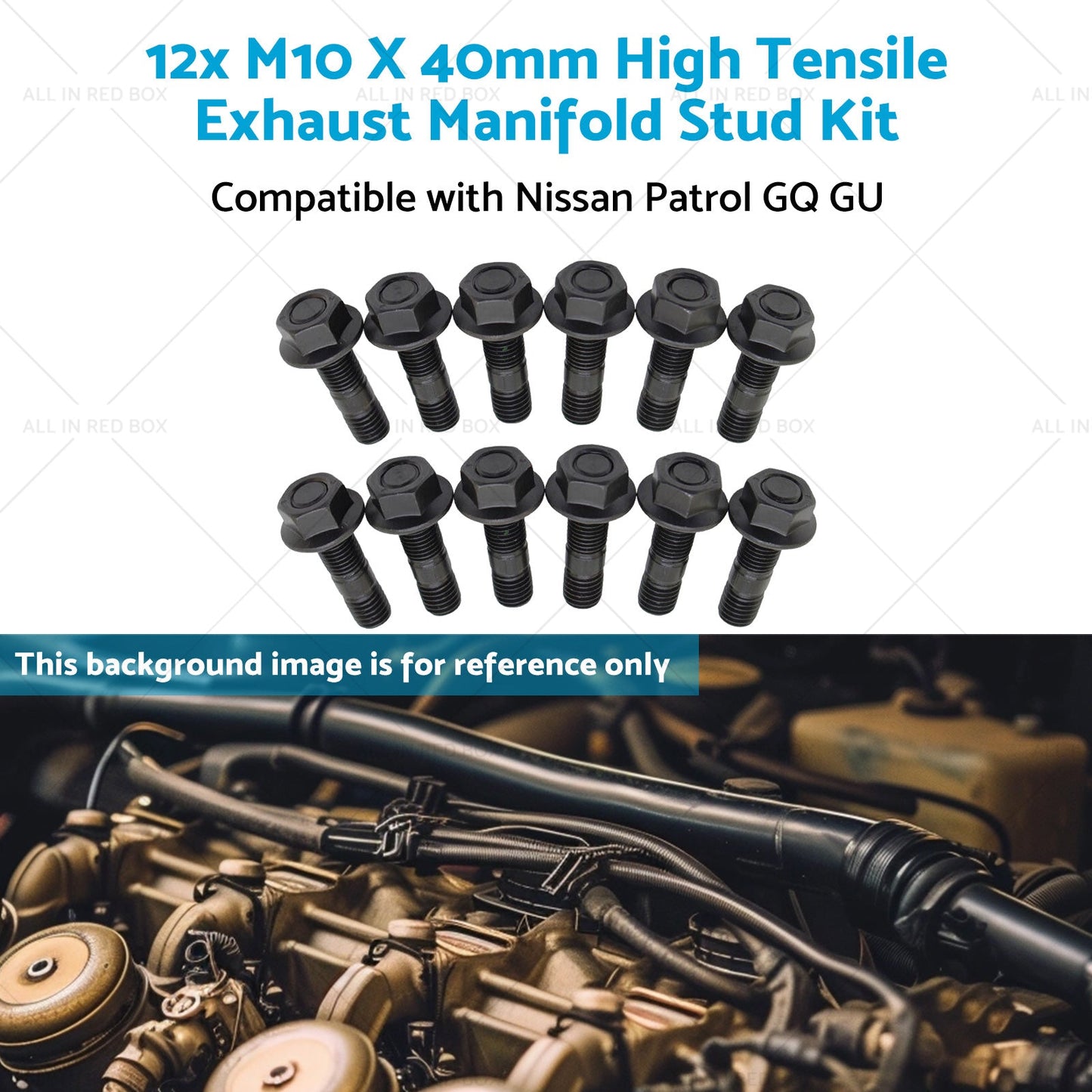 M10 X 40mm 12x High Tensile Exhaust Manifold Stud Kit Suitable for TD42 GQ GU-4