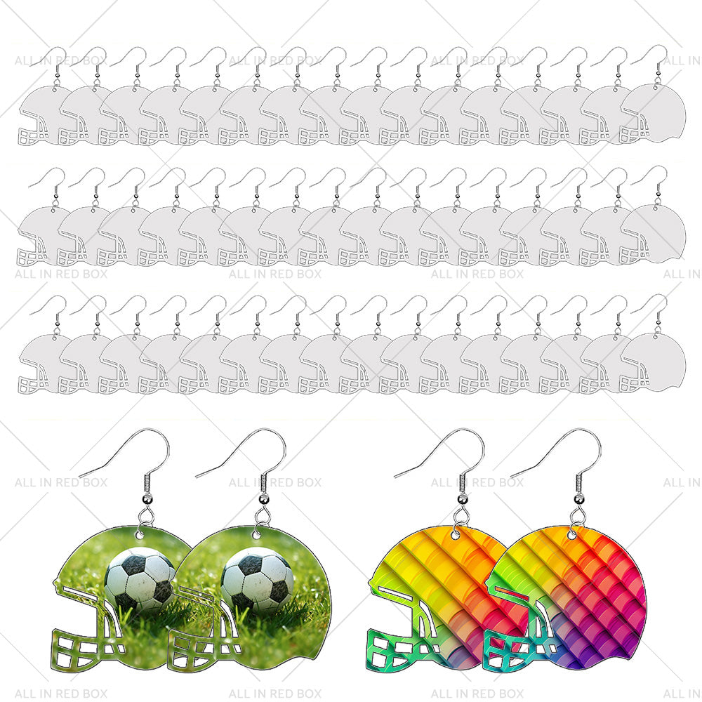 48PCS Sublimation Helmet Earring Blank MDF Double-Sided w Hook and Jump Ring-4