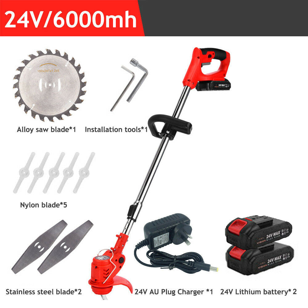 1/2 Battery Cordless Grass Trimmer Lawn Electric Whipper Snipper Strimmer 7Blade-5