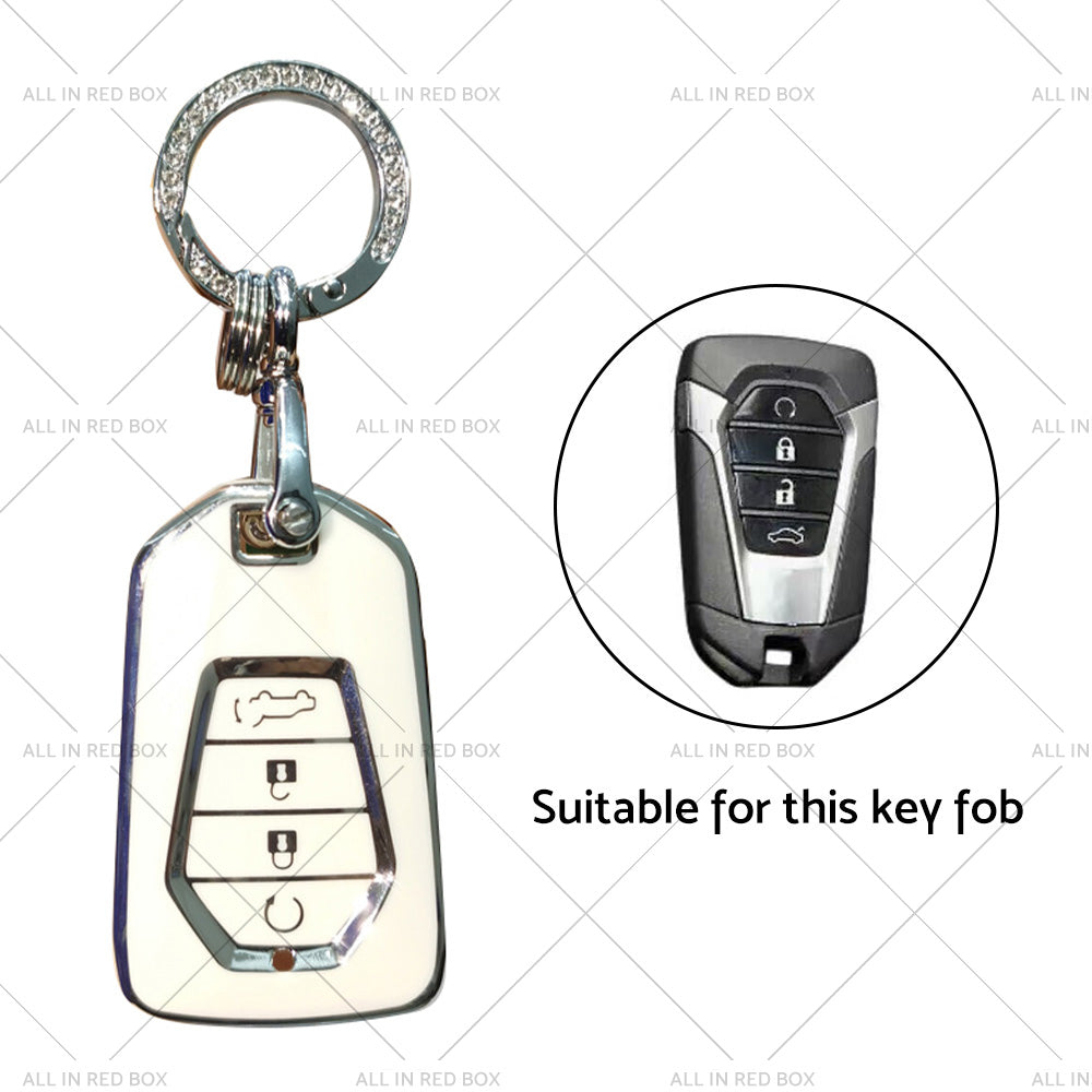TPU Car Remote Key Fob Cover Suitable for Isuzu D-MAX MU-X MUX 4 Button White-4