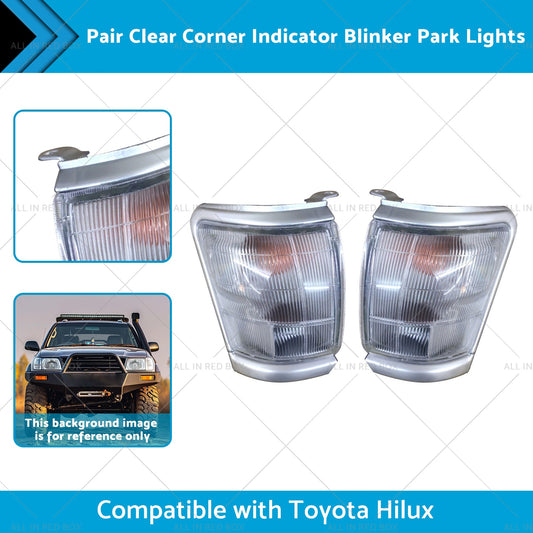 Pair Clear Corner Indicator Blinker Park Lights Suitable for 97-01 Toyota Hilux-1