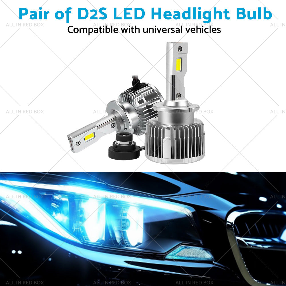 Pair of D2S LED Headlight Bulbs HID Conversion Kit 6000K White Plug and Play 90W-3