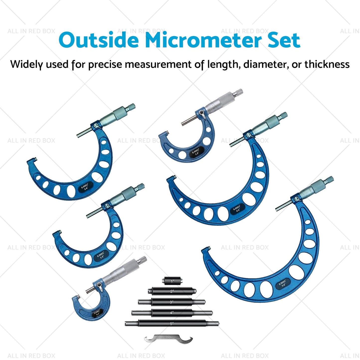 6pcs or set 0-6 inch Outside Micrometer set Machinist Tool Carbide 0. 0001 inch-2