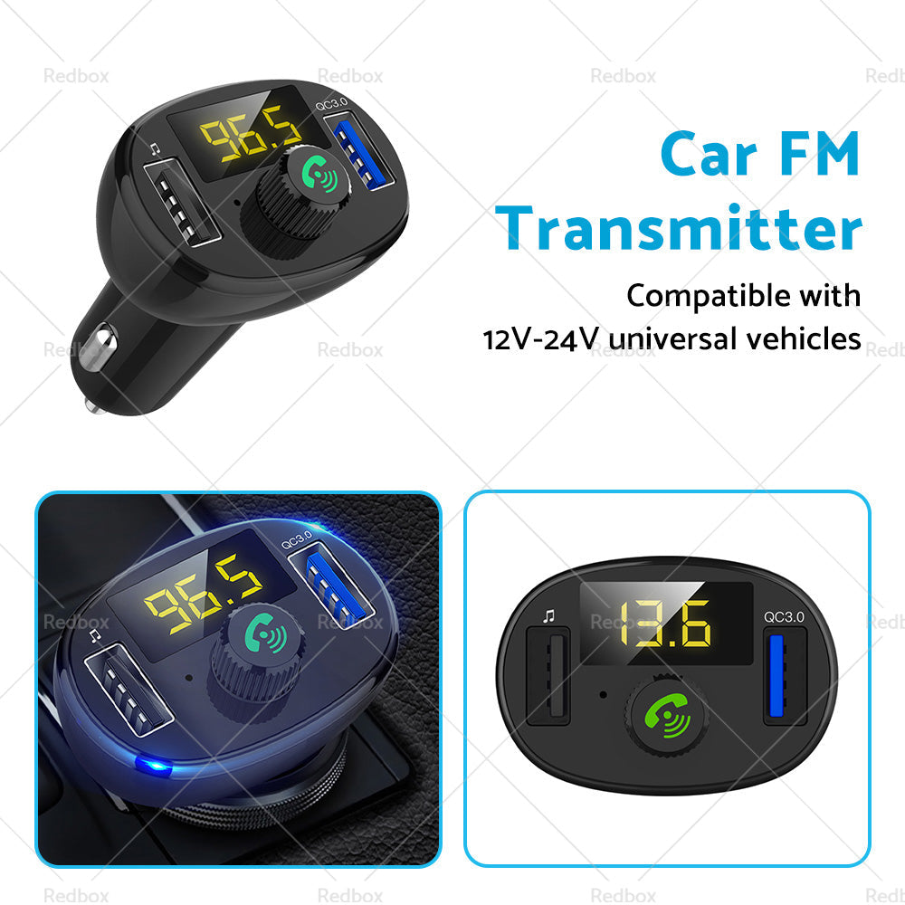 Bluetooth-5. 0 Radio Car Kit Wireless FM Transmitter Dual USB Charger MP3 Player-3