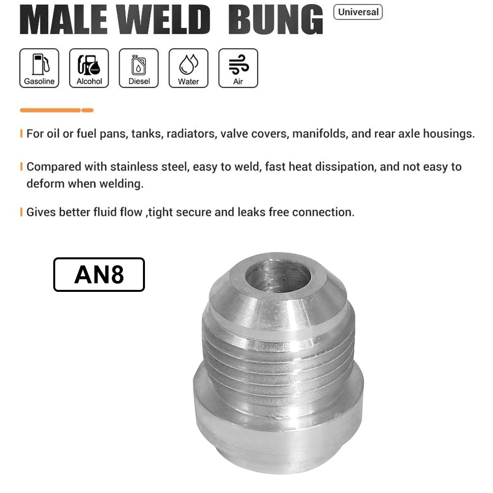 AN8 Male Aluminium Weld-On JIC Bungs x 2 Fitting -10AN JXSS032-10-A-4