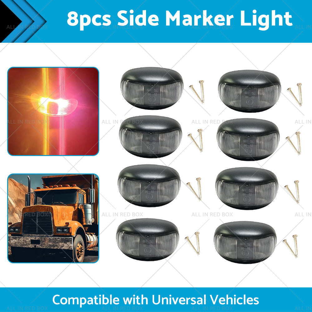 8pcs 2 LED Clearance Lights Side Marker Lamp Red Amber Trailer Truck 12V 24V-1