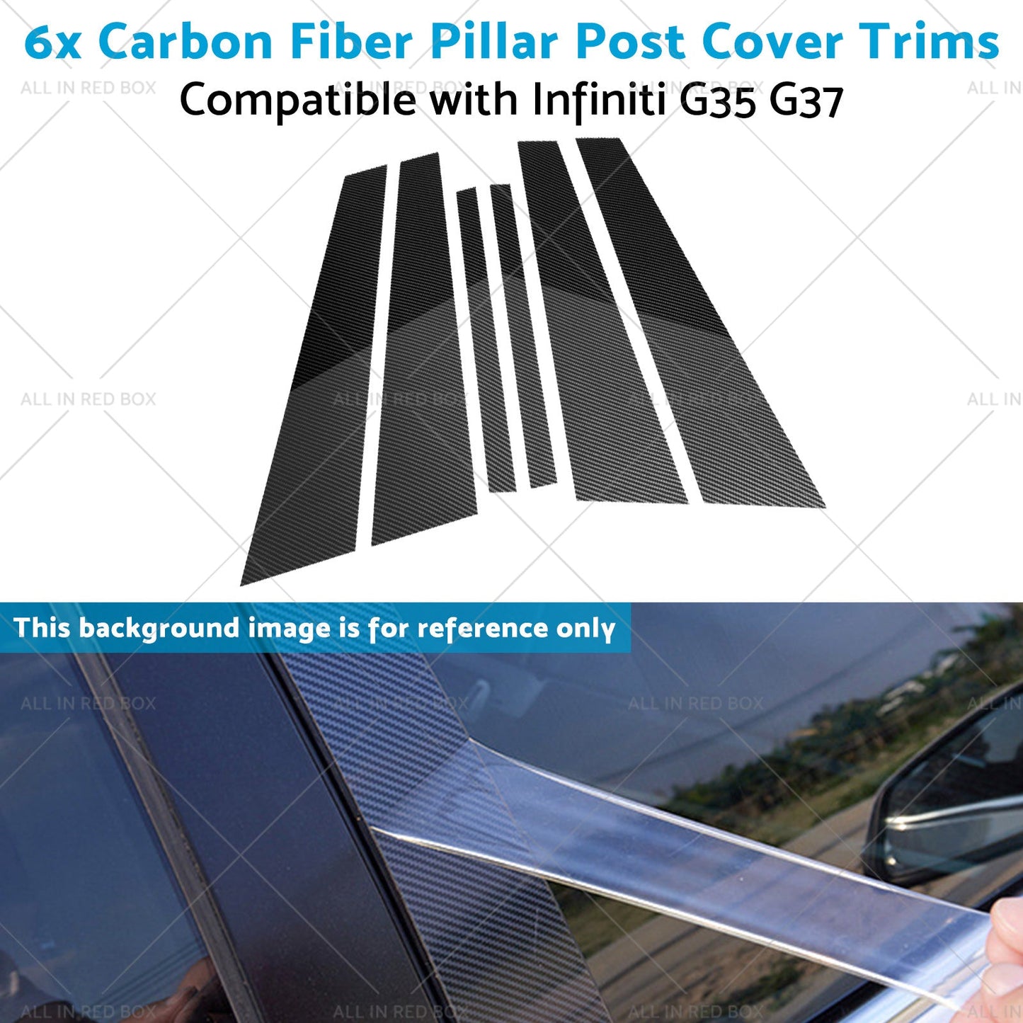 6x Carbon Fiber Pillar Post Cover Trims Suitable for Infiniti G35 02-13-4