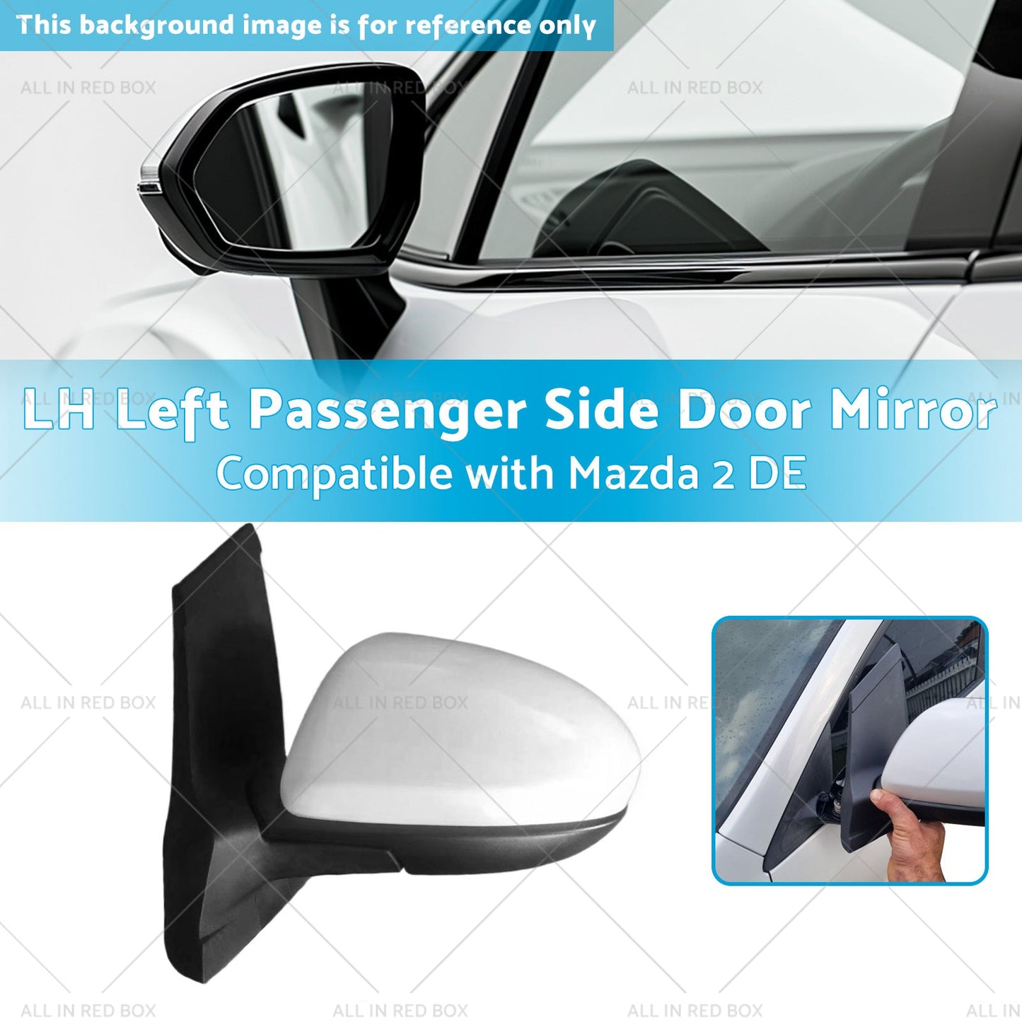 LH Left Passenger Side Door Mirror Suitable for 3 Wires Mazda 2 DE 06 or 07-14-2