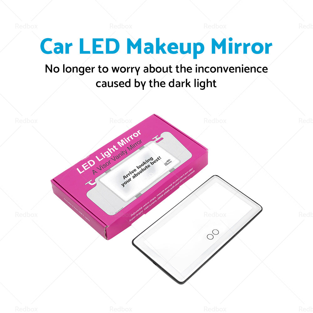 Car Sun Visor Makeup Cosmetic Mirror Set with 3 Type 60 LED Light Black 26x13cm-3