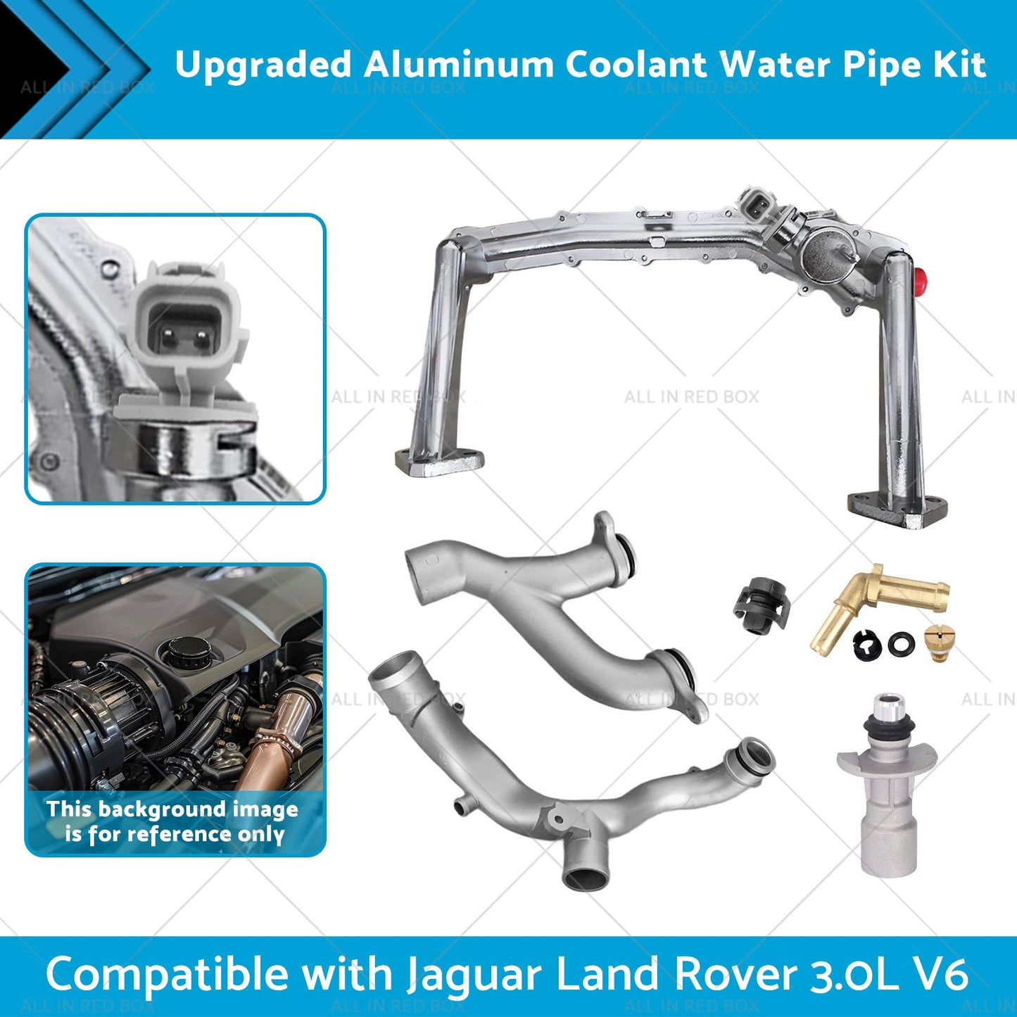 Upgraded Aluminum Coolant Water Pipe Kit Suitable for Jaguar Land Rover 3. 0L V6-1