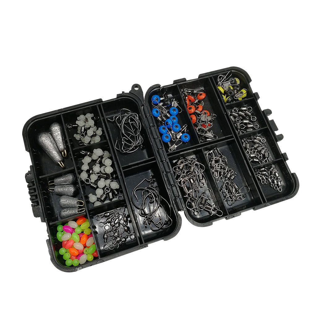 177Pcs Pro Fishing Accessories Kit w or Tackle Box For Outdoor Swivels Hook Beads-4
