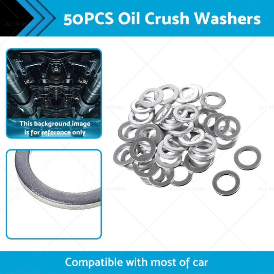 50PCS Car Engine Oil Crush Washers Drain Plug Gaskets ID 14mm , OD 22mm Aluminum-1