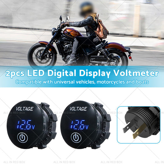 Car Panel Voltmeter 2PCS Volt Gauge Voltage Meter 12V-24V LED Digital Display DC-1