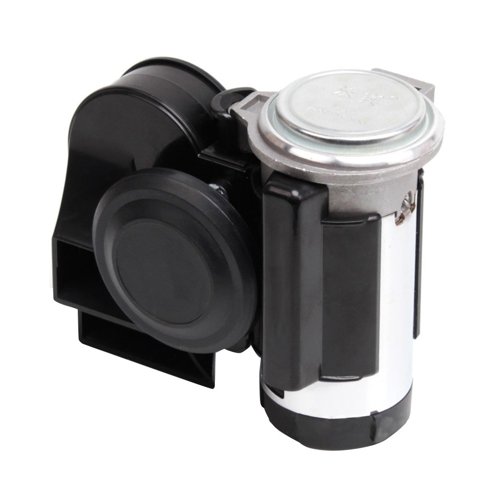 1x Nautilus Compact Motorcycle Air Horn Black 139dB 12V Loud-0