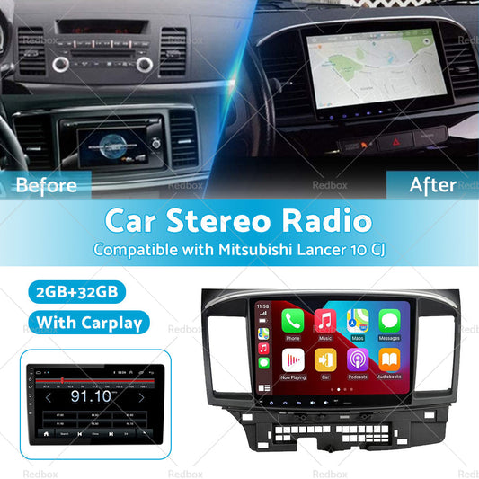32GB 10. 1inch Carplay Radio Head Unit GPS Navi Suitable for Mitsubishi Lancer 10 CJ-1